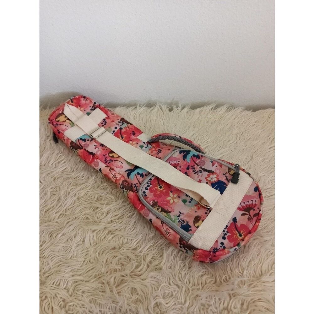 Mermaids Musical Instrument Case Crossbody Padded Nylon Pink Flowers Sea Turtles